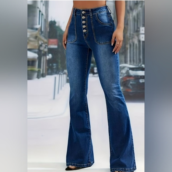 Gibson Latimer Denim - Womens High Rise Button Fly Flare Leg Stretchy Size 6 Jeans NWOT
